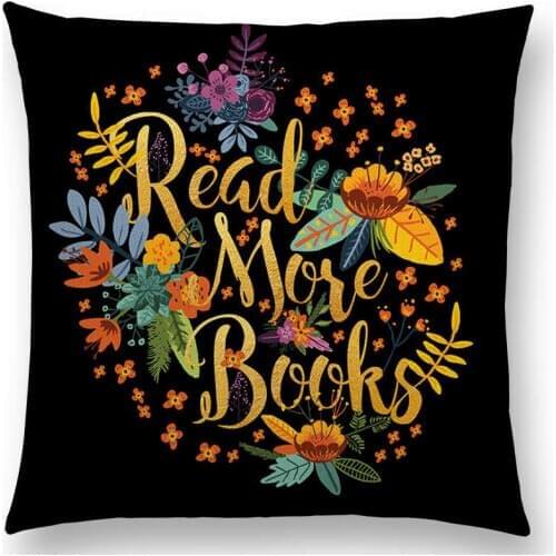 18" Reader Club Sofa Decorative Throw Pillows Reading Sponsorship Book Store Library Chair Cushion Letter Print European Pillows