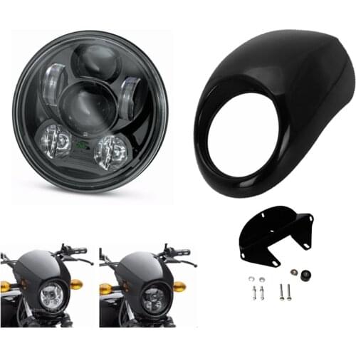 For Harley Motorcycle 5-3/4" Projector Moto LED Lamp Headlight with Fairing Mask For Harley Sportster Iron 883 for Dyna Street