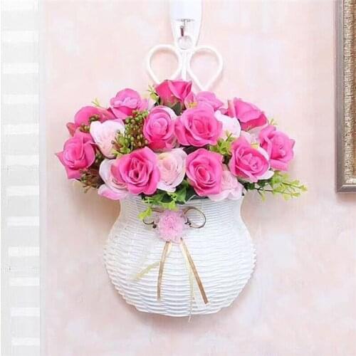 Dy New Handmade Flower Basket Wall Hanging Rattan Basket HB