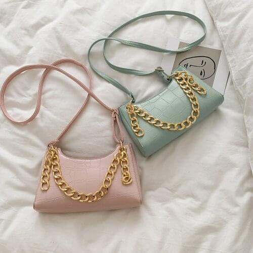 Elegant Women Stone Pattern PU Leather Shoulder Bags Lady Casual Chain Crossbody Messenger Handbags