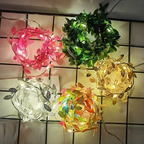 2M 20LED Artificial Vine String Light Green Plant Leaf Ivy Rattan DIY Hanging Ornament Wedding Party Home Wall Decoration