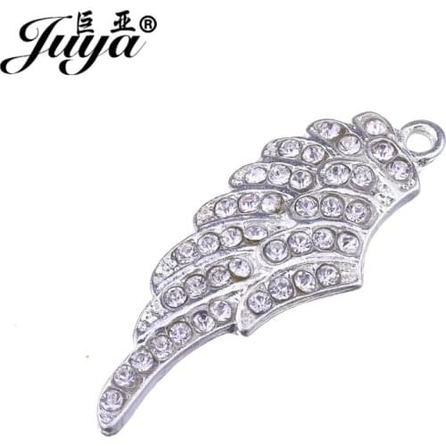 JUYA Czech Rhinestone Wings Shape Pendants 38x15mm 5pcs Fashion Gift High Quality Women DIY Necklace Accessories AO0427