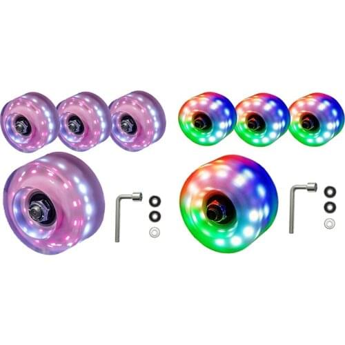 Roller Skate Wheels 4 Pack Light Up Luminous Wheels Outdoor Colored Wheels Double Row Skating and Skateboard