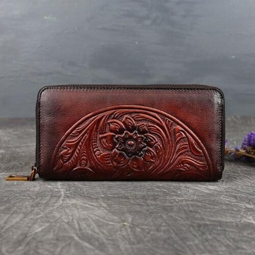 2021 Wallet for Women Pretty Embossed Pattern Design Leather Long Purse Cellphone Case Men Card Holder Vintage