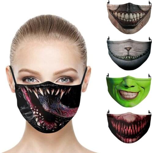 Hot Halloween Masks Men Women Unisex Fashion Scary Horror Printing Grimace Anti-fog Dust-proof Filter Breathable Protection Mask