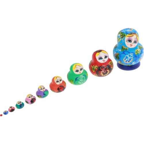 Matryoshka Russian Nesting Dolls Classic Babushka Traditional Nested Doll 10 Pieces Wooden Toy Gift Home Decoration