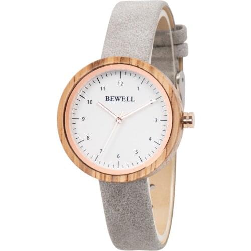 Fastion ladies wood watches with vague leather straps