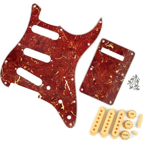 NEW Set of Tortoise SSS Guitar Pickguard ST 11 Holes Back Plate Single Coil Pickup Covers 2T1V Knobs Switch Whammy Bar Tip