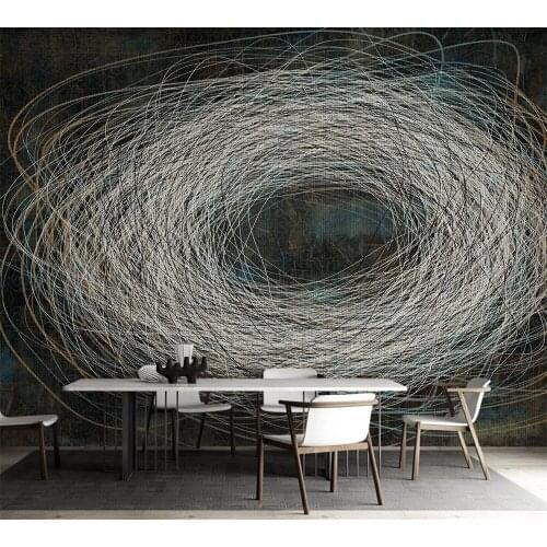 Beibehang Custom Wallpaper Light Luxury Modern Simple Fashion Abstract Line Retro TV Sofa Background Wall papel de parede