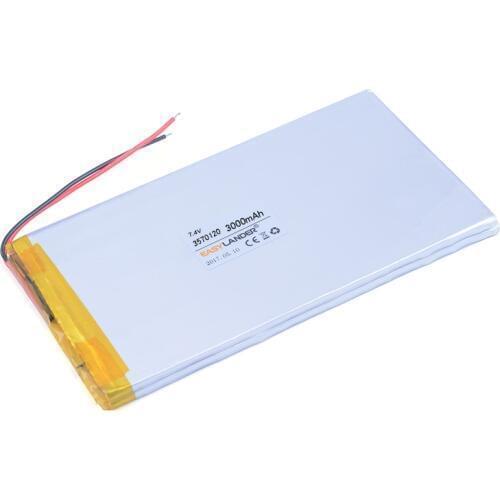 7.4V 3570120 3000mAh Rechargeable Li polymer Li ion battery For Tablet PC DIY