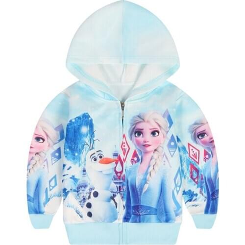 Disney Frozen Elsa Girls Fashion Sweatshirt Girls polyester Pullover kids autumn and Winter hot sale hoodies Tops