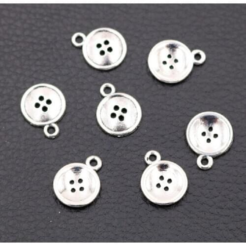 WKOUD 20pcs Silver Color Vintage Cuff Button Charm Alloy Pendants DIY Metal Jewelry Handmade Findings 17*14mm A1253
