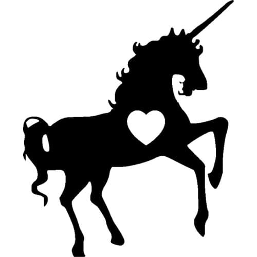 13.6cm*16.5cm Unicorn Heart Love Animal Vinyl Stickers Decals Black/Silver N1193