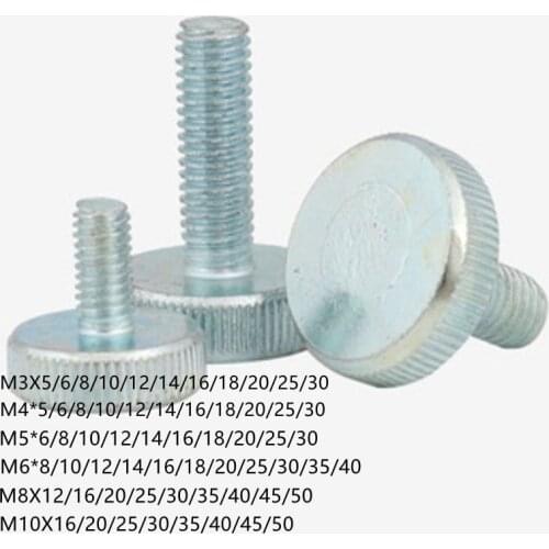 10pcs/lot M3 M4 M5 Knurling Flat Head Knurled Thumb Screw Hand Tighten Computer Screws