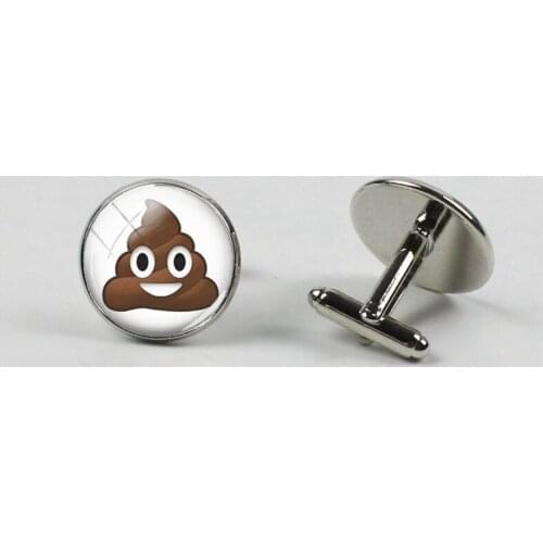 2018 New cartoon smiley face crystal glass cufflinks