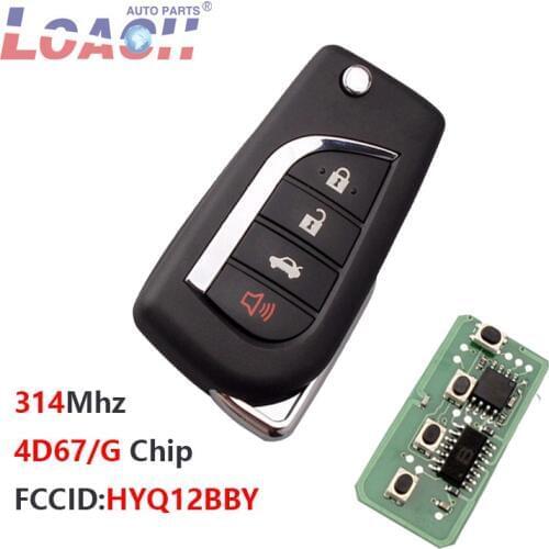 4Buttons New style For Toyota Camry HYQ12BBY 314.4Mhz Transponder G/4D67 Chip For Corolla Toyota Camry Avalon Matrix RAV4
