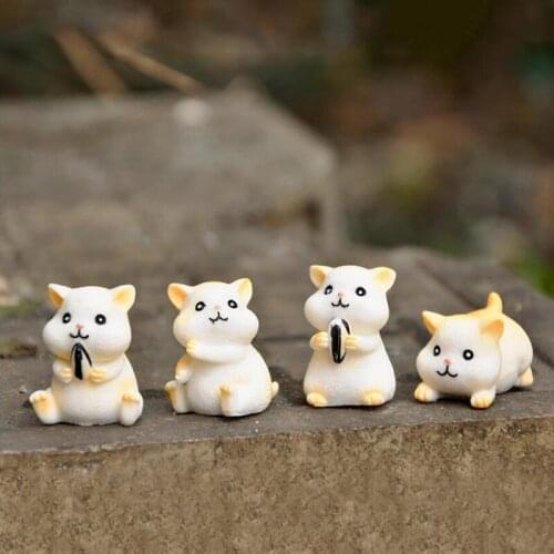 4PCS/Set Cartoon Hamster Baby Mouse Nuts Model Animal Action Figures Miniature Figurines Garden Dolls House Decoration Kids Toys