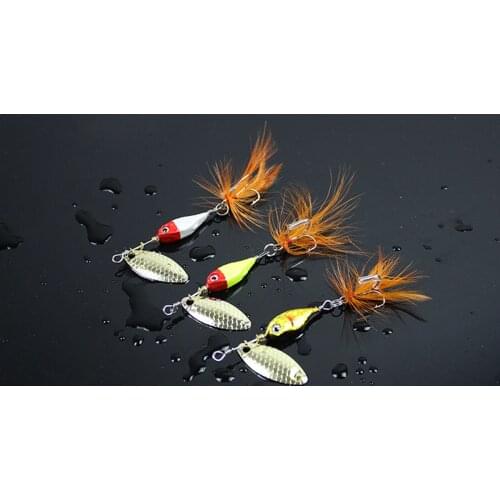 Fishing Spoon Lure Treble spoon Fly Hook Bass Spinner Baits