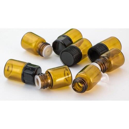 50pcs 1ml/2ml/3ml/5ml Dram Amber Glass Essential Oil Bottle Thin Glass Small Brown Perfume Oil Vials Sample Test Bottle Jars