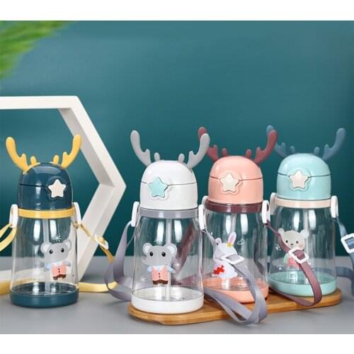 500ml Portable Water Bottles for Girls Kid Drinking Bottle with Straw Durable Transparent BPA Free Tea Mug Outdoor Sport Camping