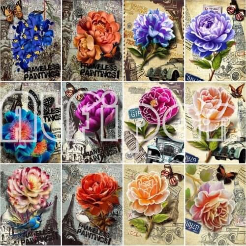 Diamond Painting Flower Rose Full Square Drill Diamond Embroidery Mosaic Butterfly Cross Stitch Wall Stickers
