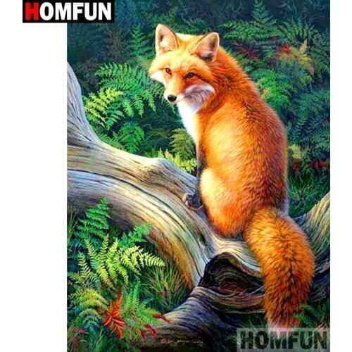 HOMFUN Full Square/Round Drill 5D DIY Diamond Painting "fox" Embroidery Cross Stitch 5D Home Decor A01835