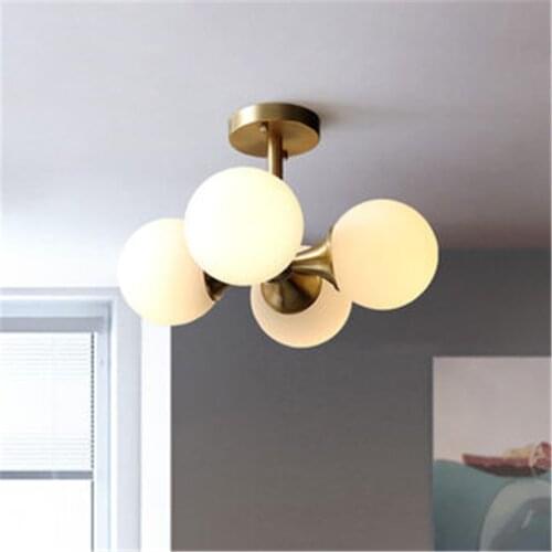 American Retro Glass Ball Ceiling Lamp Minimalist Art Brass Iron Copper Bedroom Children Study Restaurant indoor Lighting