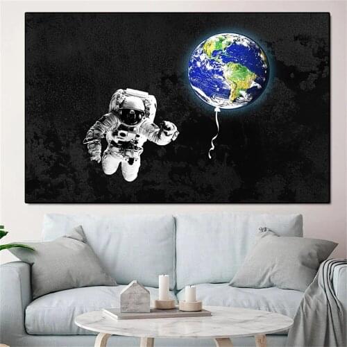 Astronaut chasing the earth Modern Poster And Prints Funny Creativity Canvas Painting On Wall Art Fashion Picture For Home Decor