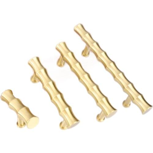Bamboo Gold Brass Cabinet Handles Knob Door Handle T Bar Pulls Drawer Knobs Pull Handles Dresser Pull Kitchen drawer pulls