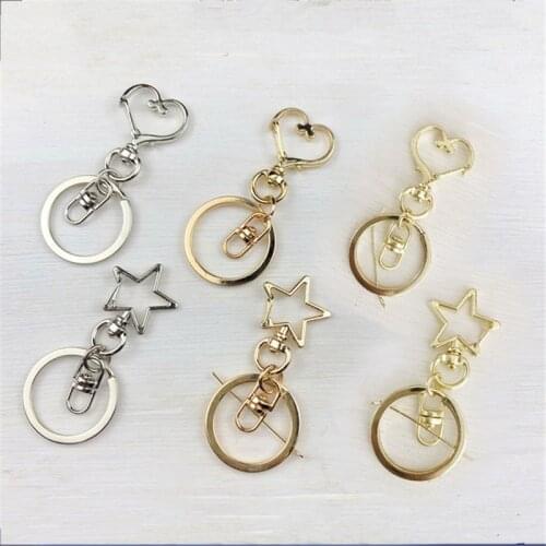 10Pcs Gold Snap Hook Keychain Lobster Clasp Hooks Hollow Heart Animal Key Ring Key Chain For DIY Jewelry Making Accessories