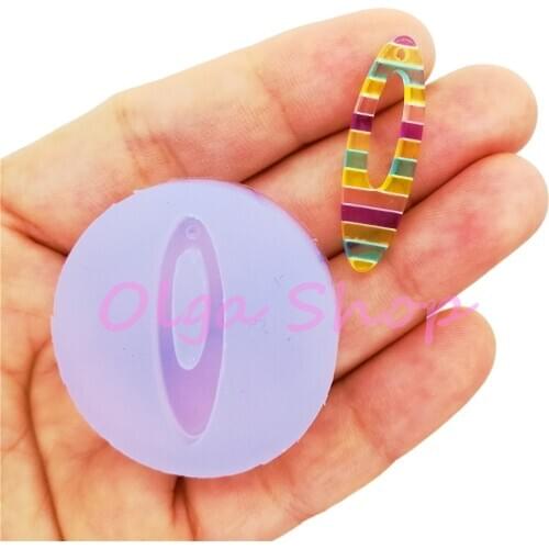 BYL521 32.0mm x 9.6mm Oval Earrings Silicone Mold Earrings Pendant Necklace Making Cabochon Resin Clay Craft Fondant Cake