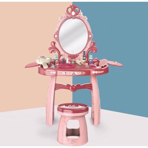 Туалетный столик комод tocador juguete kommode Childrens Dressing Table Girls House Princess Bedroom Toy Cosmetics Box Set