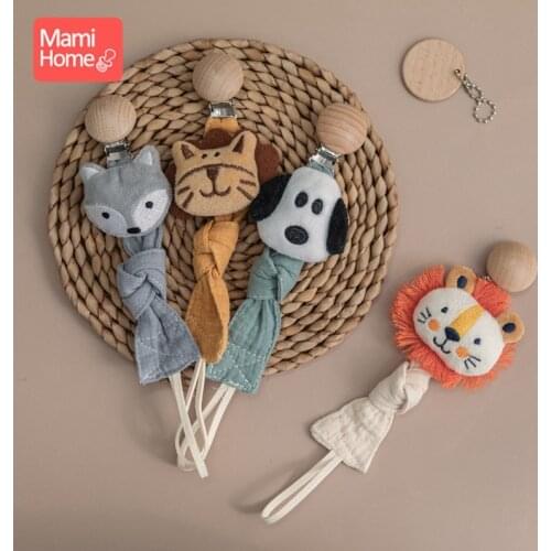 Baby Dummy Pacifier Chain Wooden Teething Clips Nursing Soother Wooden Clip Holder Rodent Animal Nipple Holder Baby Teether Gift