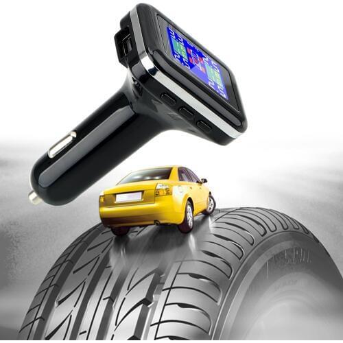 LEEPEE 4 External Sensors TPMS Car Tire Pressure Alarm Monitor System Cigarette Lighter Plug LCD Screen Display