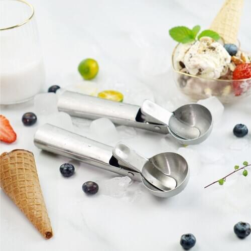 Stainless SteelIce Cream Excavator Spoon Non-Stick Fruit Mashed Potatoes Yogurt Frozen Tableware Spoon Kitchen Accessories1PC