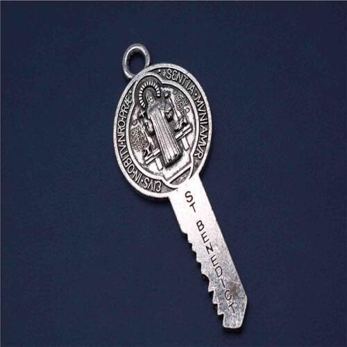 St. Benedict Exorcism Medal Catholic Cross Key Charm Jesus Peace Icon Alloy Handmade Jewelry DIY