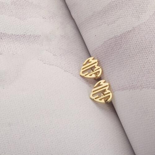 Fashion Dainty Heart Monogram Earrings For Women Love Jewelry Custom Initials Letters Stud Earrings Personalized Christmas Gifts