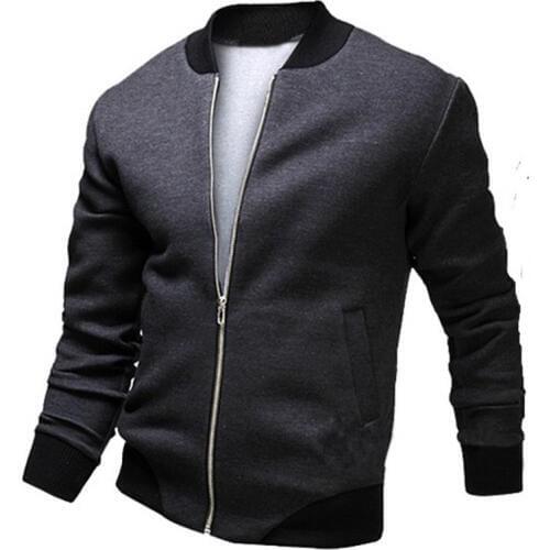 Fashion men Baseball jacket Spring autumn Stand collar Casual coat mens Solid color Bomber jacket Male slim Fit zipper outerwear