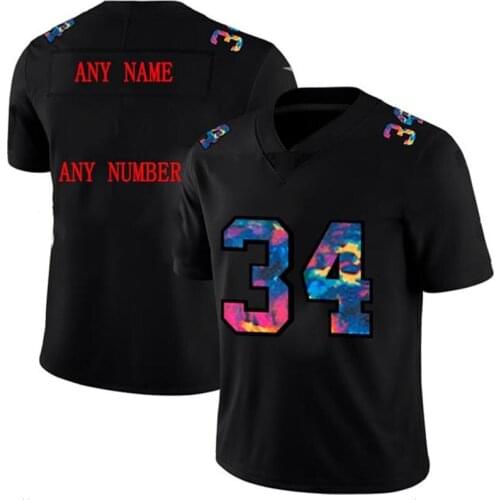 Men Customized Maillot Rugby Rainbow version American Football Jersey MAHOMES ELLIOTT MAHOMES Futebol De Americano-Black White