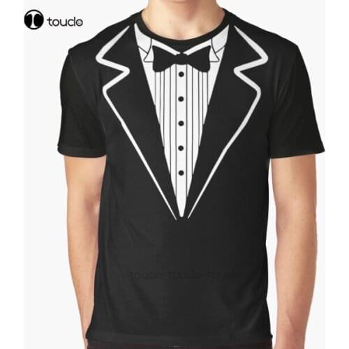 New Bow Tie Tuxedo T-Shirt Graphic T-Shirt Cotton Men Tee Shirt