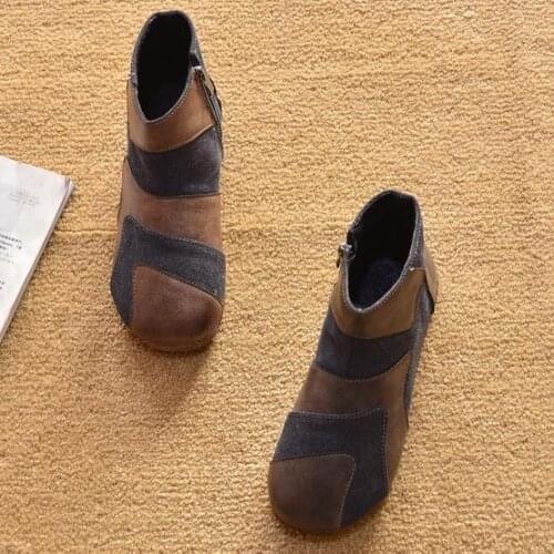 2020 new spring and autumn flat heel ankle boots single boots Martin boots short ankle boots round toe snow boots women shoes