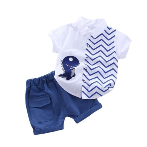 Fashion Baby Boys Girls Clothes Summer Children Cartoon Dinosaur Print T-shirt Shorts 2pcs/sets Toddler Garment Kids Tracksuits