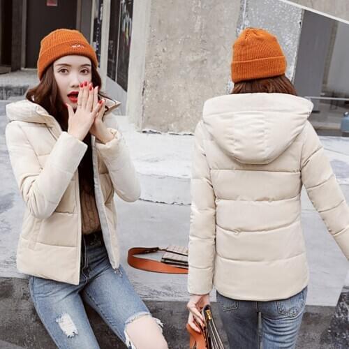 2019 Autumn And Winter New Beautiful Velvet Cotton-padded Clothes Woman Even Hat Pleuche Will Code Short Fund Service Group