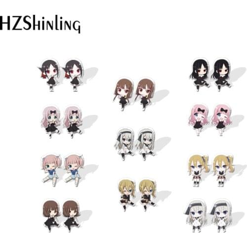 2021 New Kaguya-sama:Love Is War Stud Earring Anime Acrylic Resin Earrings Epoxy Handmade Jewelry Gifts Girl