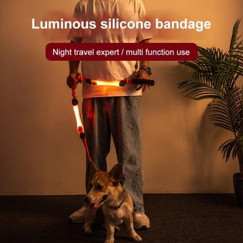 Pet LED Luminous Strap Multi-function Glowing Collar Traction Rope Colorful Warning Signal Flash Lamp Rope Bandage Dog Supplies