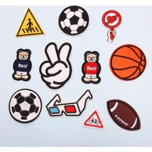 PGY Football Embroidered Patches for Clothing DIY Stripes Applique Clothes Stickers Iron on Creative Badges Cartoon Parches H