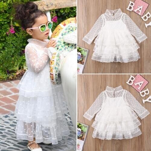 1-5Years Princess Dress Toddler Kids Girls Dress Floral Dot LaceTulle Dresses Wedding Party Dress Girls Clothing