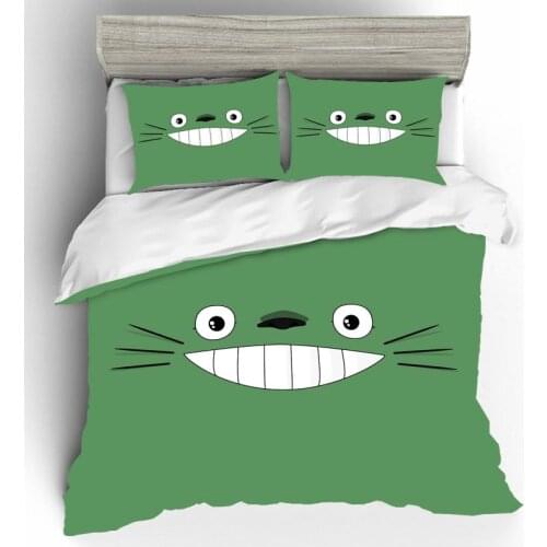 Anime Bedding Sets Cute Totoro Duvet Cover Cartoon Comforter Bed Line Bed And Pillowcases King Size Dropshipping