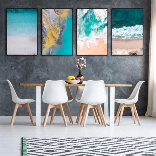 Nordic Seascape Poster Blue Sea Canvas Painting Surfing Wall Art Print Wave Modern Picture For Living Room Home Decoration