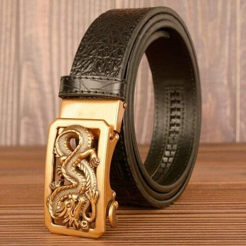 Cow Leather Belt for Men Crocodile Pattern Designer Causal Belt 3.5CM Trouser Automatic Buckle Genueine Leather Men Belt